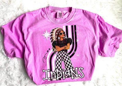 Retro Mascot Checkered Pants Spirit T-Shirt