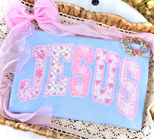 Jesus Faux Patchwork Varsity T-Shirt