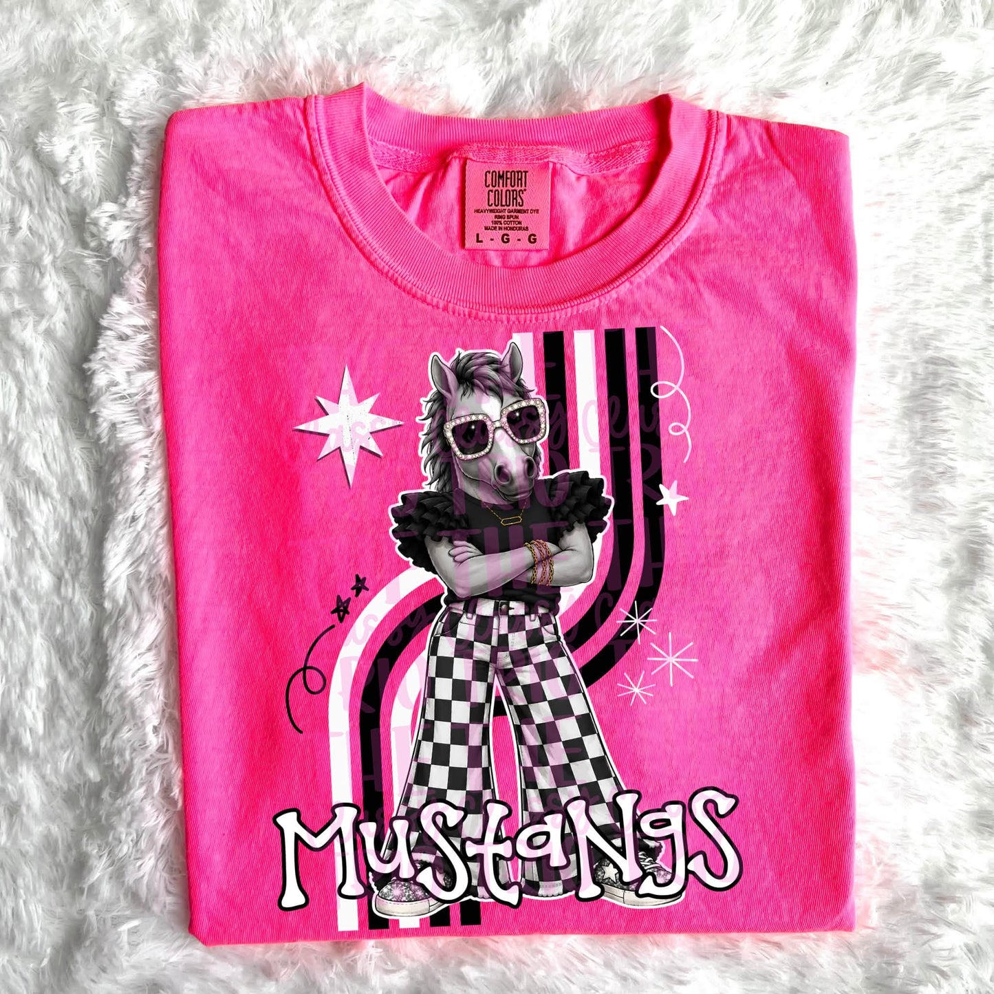 Retro Mascot Checkered Pants Spirit T-Shirt