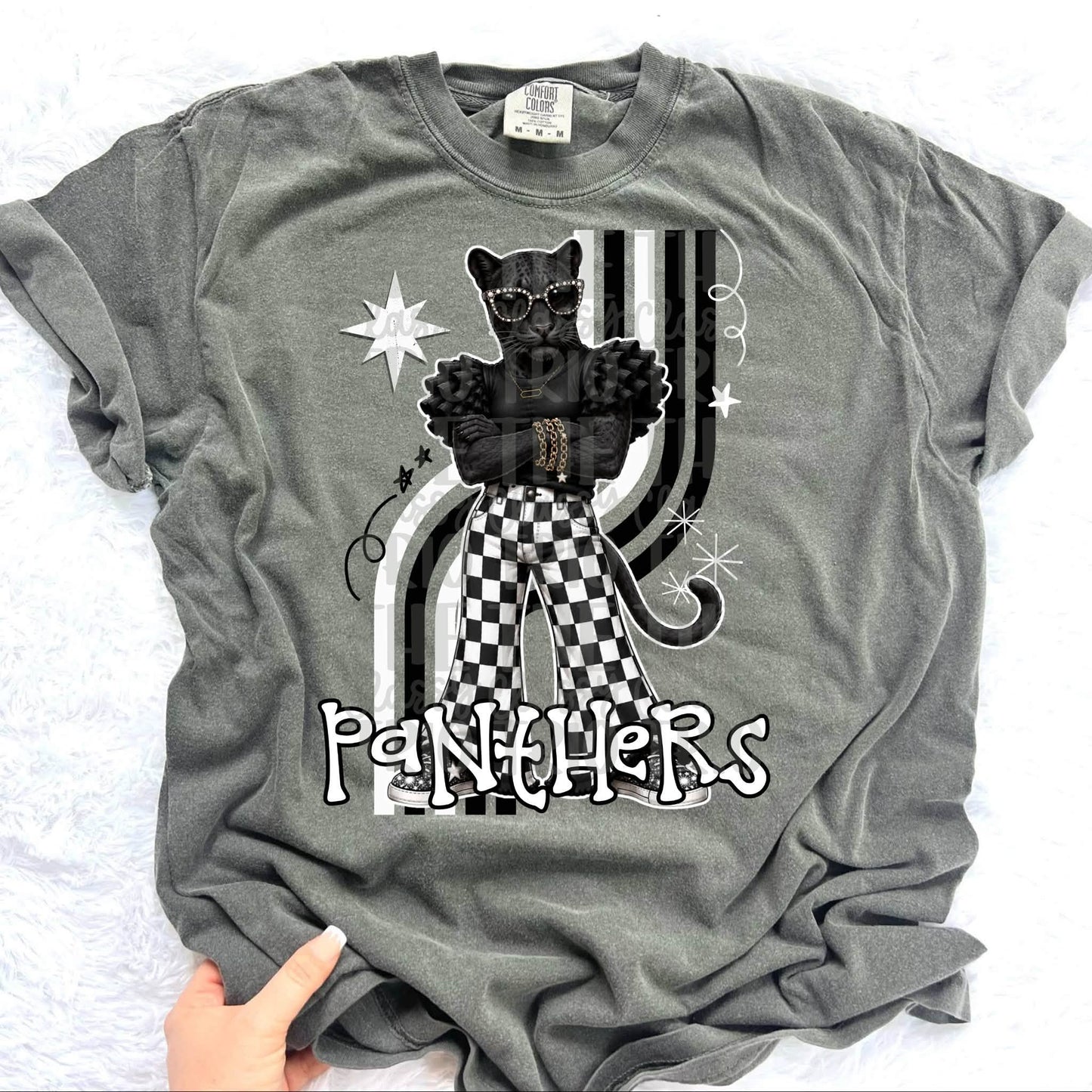 Retro Mascot Checkered Pants Spirit T-Shirt