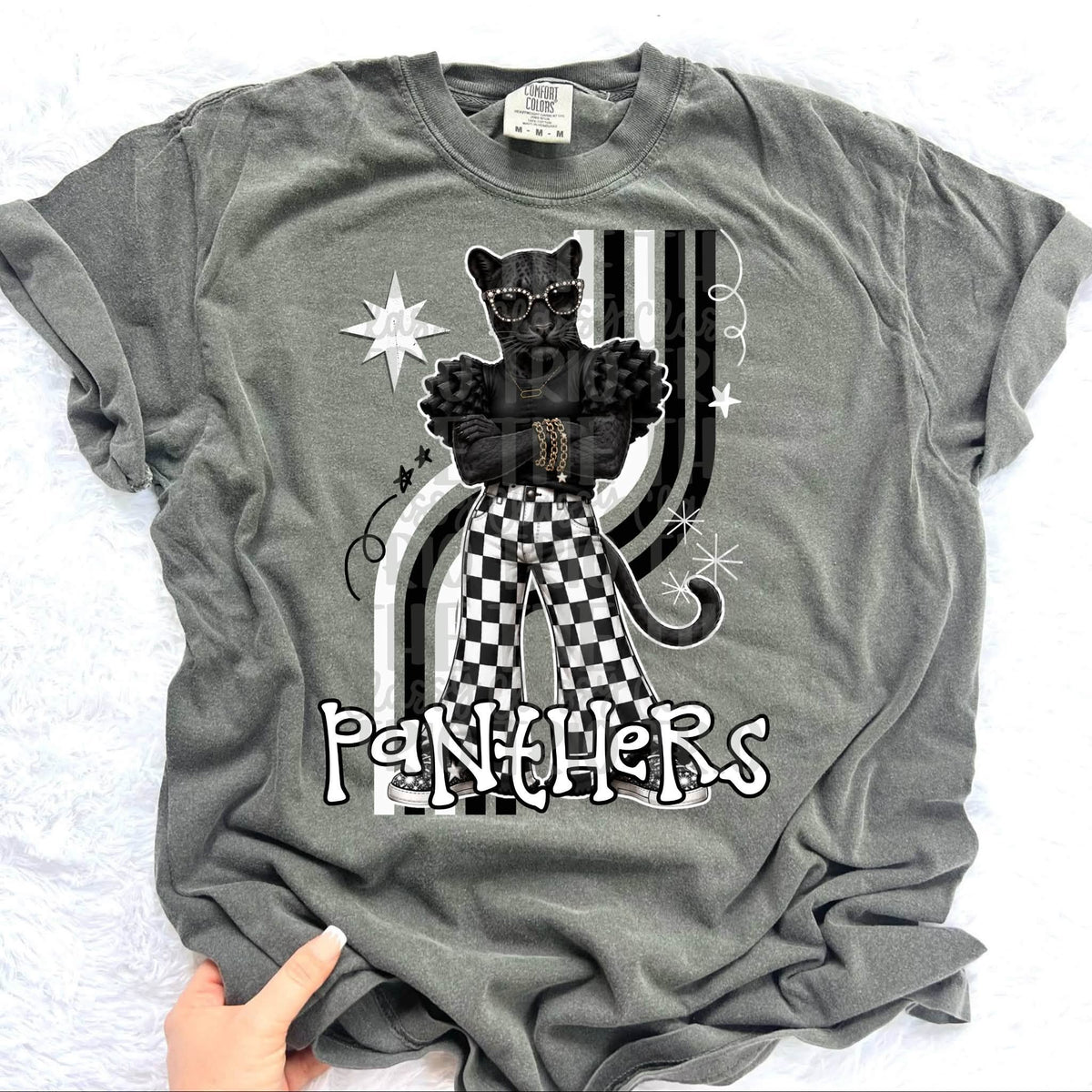 Retro Mascot Checkered Pants Spirit T-Shirt