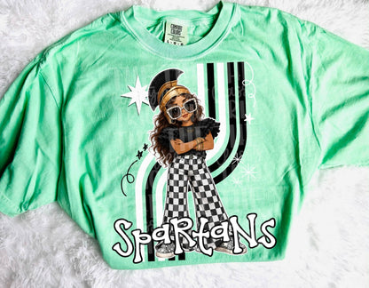 Retro Mascot Checkered Pants Spirit T-Shirt