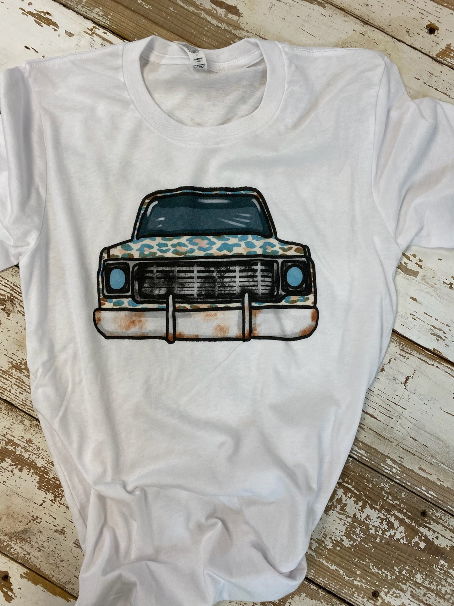 Turquoise Leopard Truck T-Shirt